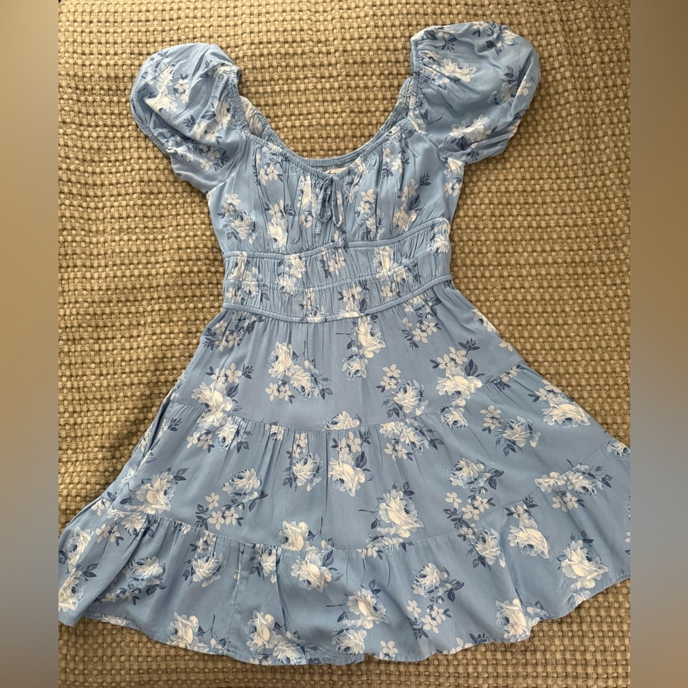 Hollister Blue Ruffled Smocked Sundress
